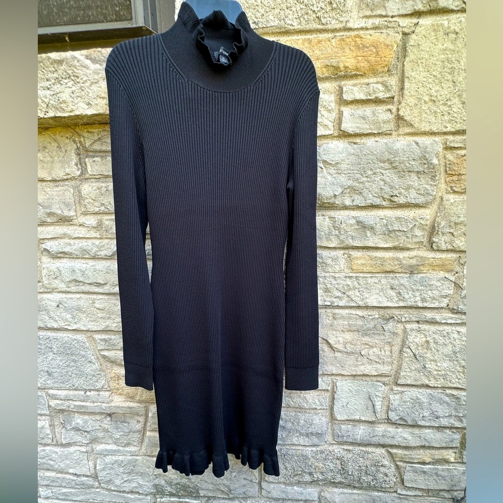 EUC - Supersculpt ruffleneck mini sweater-dress - Size M -Black